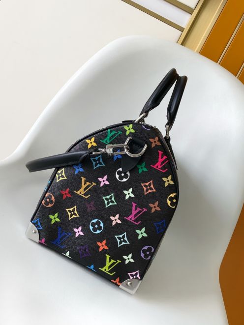 ルイヴィトン n級品 ナノスピーディ モノグラムマルチカラー ブラック シルバー金具 コンパクトボストンバッグ