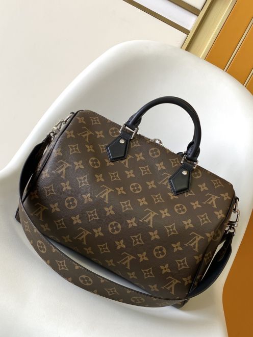 ルイヴィトン スーパーコピー ナノスピーディ モノグラム ブラウン ブラックレザー タッセル装飾 コンパクトボストンバッグ