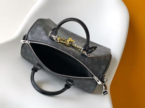 ルイヴィトン 並行輸入品 ナノスピーディ モノグラムエクリプス ブラック チェーン装飾 ミニボストンバッグ