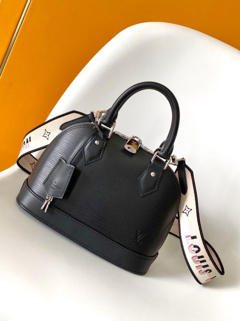 ルイヴィトン スーパーコピー 届く ナノスピーディ エピレザー ロゴストラップ付き ミニハンドバッグ ブラック レディース 通販