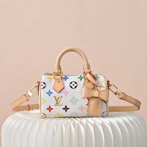 ルイヴィトン コピー ナノスピーディ マルチカラーモノグラム レザー切替 ミニボストンバッグ ホワイト 定番