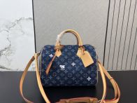 ルイヴィトン コピー ナノスピーディ デニム調モノグラム 刺繍アクセント ミニボストンバッグ ネイビー レディース