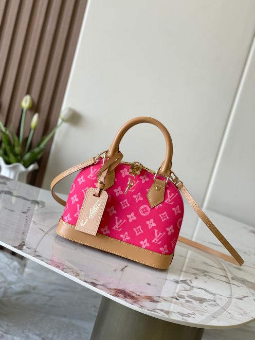 ルイヴィトン 並行輸入品 ナノスピーディ モノグラムキャンバス レザーコンビ ミニバッグ ピンク レディース注目商品