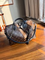 ルイヴィトン ハイブランド ナノスピーディ モノグラム ブラックレザー 2WAYハンドバッグ ブラウン 高品質レプリカ