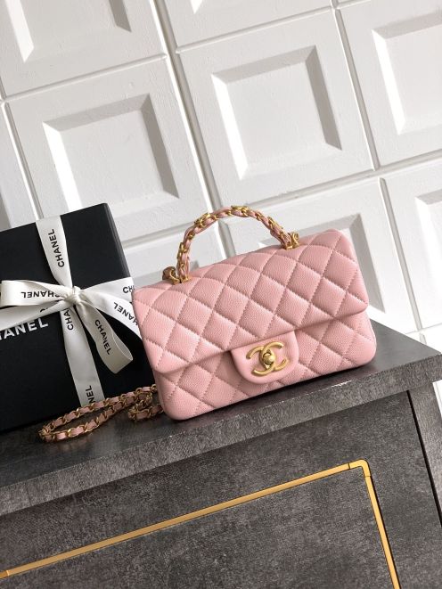 シャネル 並行輸入品 クラシックフラップ 2WAYミニバッグ ピンク キルティング レディース