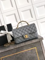 シャネル n級品 クラシックフラップ ミニボストンバッグ グレー キルティング加工 上品金具