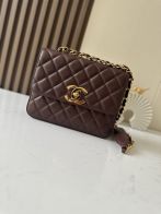 シャネル 並行輸入品 クラシックフラップ 2WAYショルダーバッグ ブラウン キルティング レディース A2218