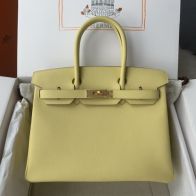 エルメス スーパーコピー バーキン ハンドバッグ イエロー シボレザー ゴールド金具 明るい印象 レディース