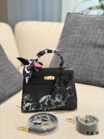 エルメス コピー ケリー ケリー25 ハンドバッグ ブラック 馬柄デザイン レディース