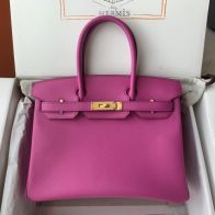 エルメス コピー バーキン ハンドバッグ フューシャピンク シボレザー ゴールド金具 華やかスタイル おすすめ