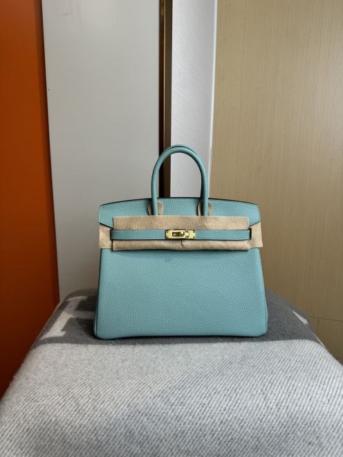 エルメス スーパーコピー バーキン ハンドバッグ ミントブルー ゴールド金具 上品カラー仕上げ