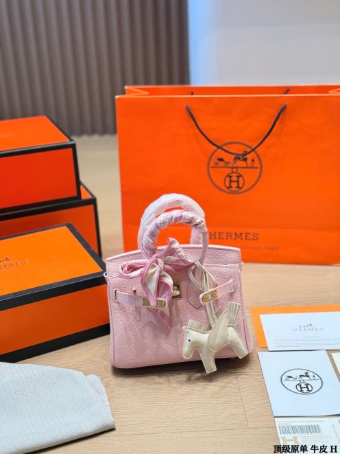 エルメス 並行輸入品 バーキン 2WAYミニバッグ ピンク ゴールド金具 スカーフ付デザイン