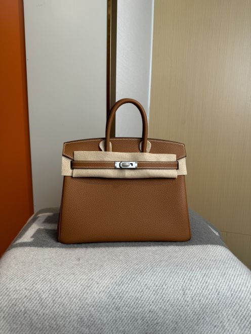 エルメス スーパーコピー バーキン ハンドバッグ ブラウン シルバー金具 レディース 人気モデル