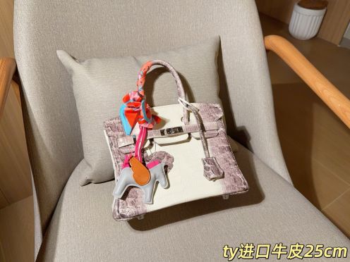 エルメス スーパーコピー バーキン 2WAYミニバッグ クロコ型押しコンビ アイボリー系 上品仕上げ