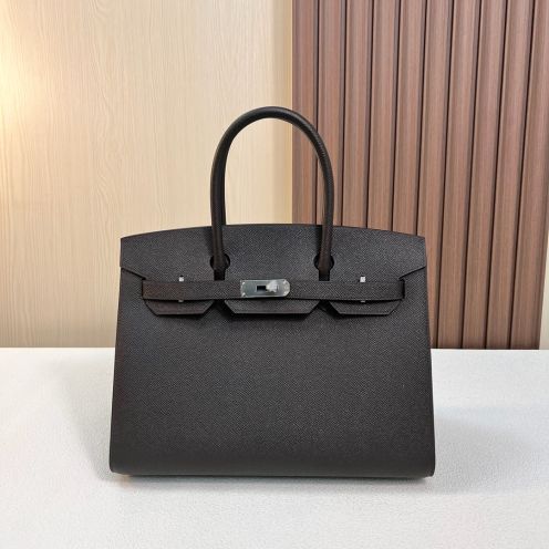 エルメス n級品 バーキン ハンドバッグ ブラック シルバー金具 クラシック上品仕上げ