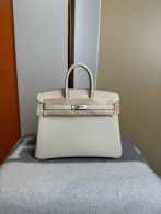 エルメス ハイブランド バーキン ハンドバッグ アイボリー系 シルバー金具 上品仕上げ