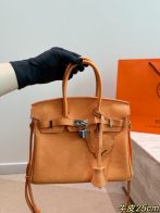 エルメス ハイブランド バーキン 2WAYミニバッグ オレンジ シルバー金具 上質レザー調