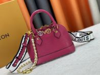 ルイヴィトン ハイブランド アルマ コンパクトバッグ ピンク 型押しレザー 華やかカラー