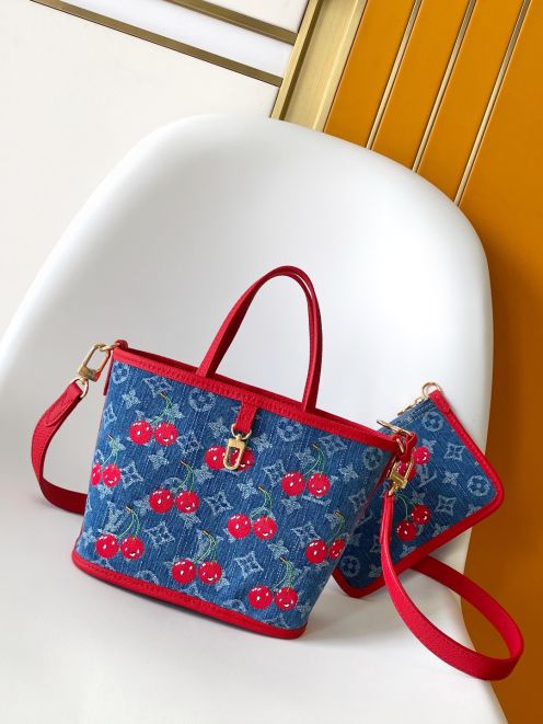 ルイヴィトン コピー ネヴァーフル 2WAYミニバッグ デニムチェリー ブルー レディース 注目商品 M14997