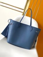 ルイヴィトン ハイブランド ネヴァーフル トートバッグ エピレザー ブルー レディース 定番 M14856