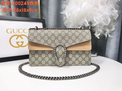 グッチ ハイブランド ディオニュソス チェーンショルダーバッグ ベージュ GG柄 コンビ配色 大容量 400249