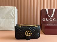 グッチ n級品 GGマーモント ミニショルダーバッグ ブラック キルティングチェーン おすすめ 446744