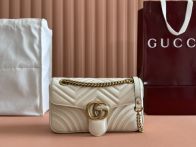 グッチ スーパーコピー 届く GGマーモント ミニショルダーバッグ アイボリーホワイト キルティングチェーン 高品質レプリカ 443497