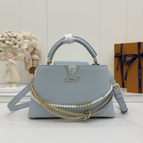 ルイヴィトン ハイブランド カプシーヌ 2WAYミニバッグ ハンドバッグ ブルー チェーン装飾 注目商品 M28199