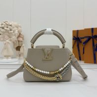 ルイヴィトン 並行輸入品 カプシーヌ コンパクトバッグ ハンドバッグ グレージュ チェーン装飾 レディース 売れ筋 M28199