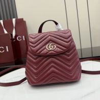 グッチ 並行輸入品 GGマーモント バックパック キルティングレザー ワインレッド系 ミニバッグ 売れ筋 855921