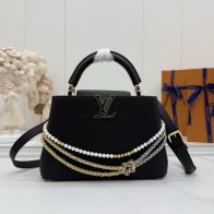 ルイヴィトン コピー カプシーヌ ミニバッグ ハンドバッグ ブラック チェーン装飾 レディース 定番 M28199