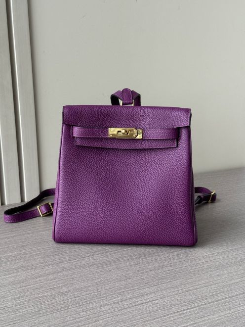 エルメス スーパーコピー 届く ケリー バックパック パープル ゴールド金具 上品デザイン