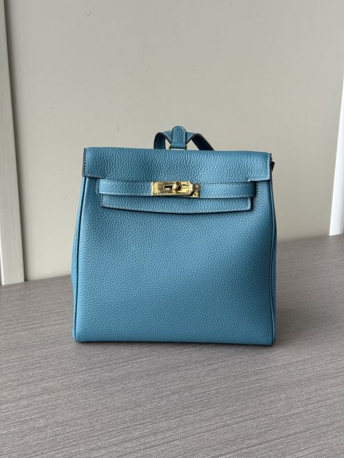 エルメス スーパーコピー ケリー バックパック ターコイズブルー ゴールド金具 上品デザイン