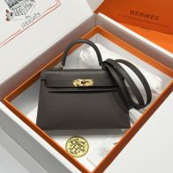 エルメス n級品 ケリー ミニバッグ ダークブラウン ゴールド金具 2WAY仕様 高級感デザイン