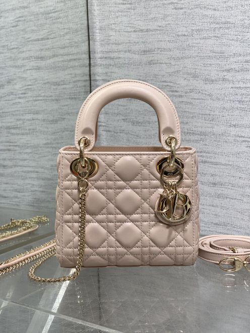 ディオール n級品 レディ ディオール ミニバッグ ピンクベージュ レザー キルティング 2WAY仕様 人気モデル