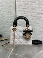 ディオール スーパーコピー レディ ディオール ハンドバッグ ホワイト ブラックハンドル レザー キルティング 2WAY仕様 新作