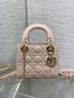 ディオール n級品 レディ ディオール ミニバッグ ピンクベージュ レザー キルティング 2WAY仕様 人気モデル