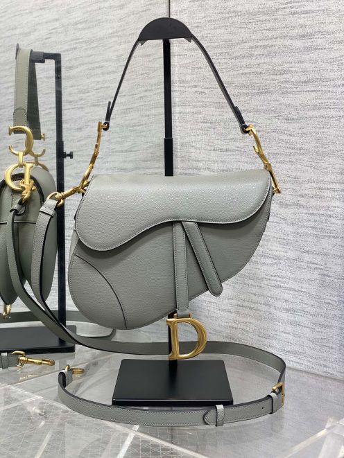 ディオール スーパーコピー サドル ショルダーバッグ グレーレザー ゴールド金具 人気モデル