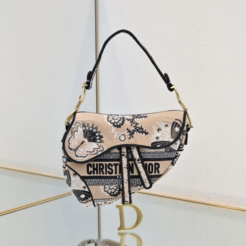 ディオール スーパーコピー サドル ショルダーバッグ バタフライ刺繍 ジャカード ミニバッグ レディース