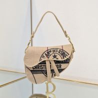 ディオール スーパーコピー サドル ショルダーバッグ ベージュキャンバス ロゴプリント ミニバッグ