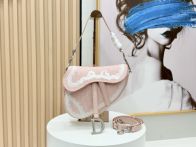 ディオール 並行輸入品 サドル ショルダーバッグ ピンクレース刺繍 コンパクトバッグ レディース