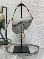 ディオール コピー サドル 2WAYミニバッグ グレーレザー ゴールド金具 レディース