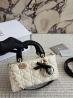 ディオール スーパーコピー レディディオール 2WAYミニバッグ アイボリー×ブラック 異素材コンビ ゴールド金具