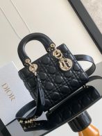 ディオール n級品 レディディオール ミニバッグ ブラック カナージュステッチ ゴールド金具 M0538