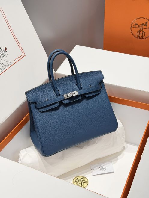 エルメス ハイブランド バーキン ハンドバッグ ブルー シルバー金具 レディース 通販