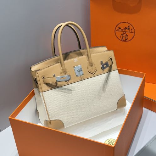 エルメス スーパーコピー 届く バーキン キャンバス切替ハンドバッグ ベージュ レディース 人気モデル