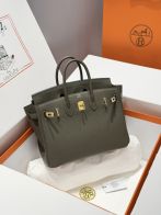 エルメス ハイブランド バーキン ハンドバッグ グレーカーキ ゴールド金具 レディース