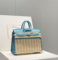 エルメス スーパーコピー 届く バーキン かごバッグ ブルー ナチュラル シルバー金具 注目商品