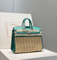 エルメス コピー バーキン かごバッグ グリーン ナチュラル シルバー金具 高品質レプリカ
