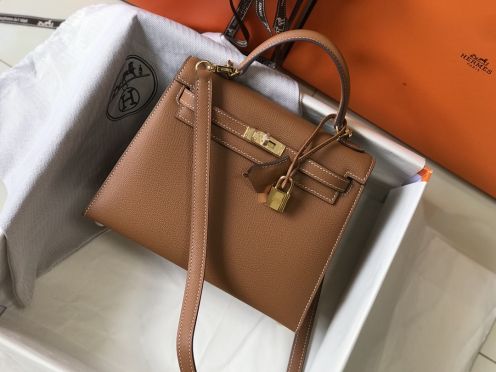 エルメス 並行輸入品 ケリー 2WAYミニバッグ ブラウン ゴールド金具 レディース